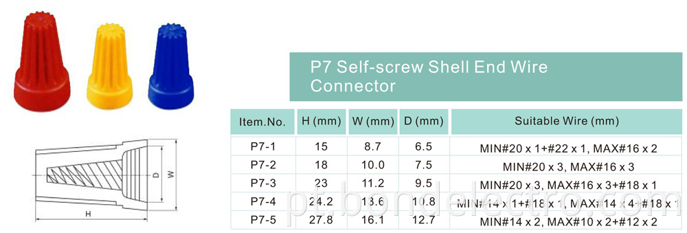 Screw-on Insulated crimp terminal Cap wire connectors